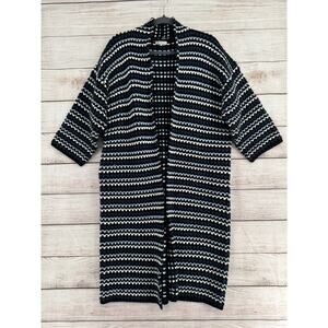 FRNCH Paris Chunky Knit Duster Cardigan Sweater Womens One Size Black Blue